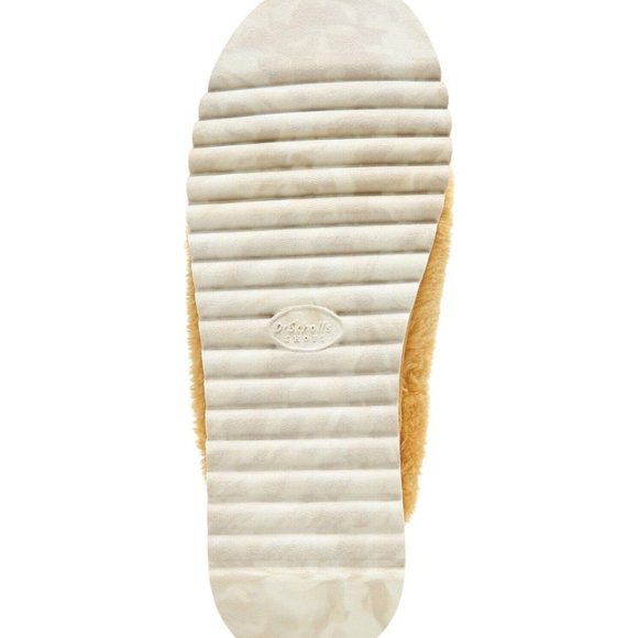 DR. SCHOLLS Faux Fur Slippers Women 10M Buckle Slide Yellow Sandals New - Picture 3 of 3